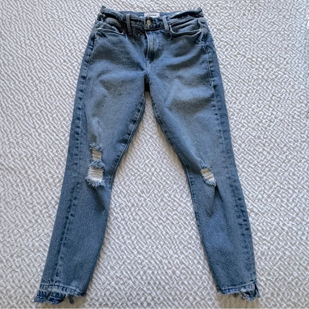 FRAME Le High Skinny Crop Jeans, Clarin, Rips Size 27 - Picture 3 of 16